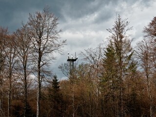 telephone transmission tower in a forest in Germany for 5g