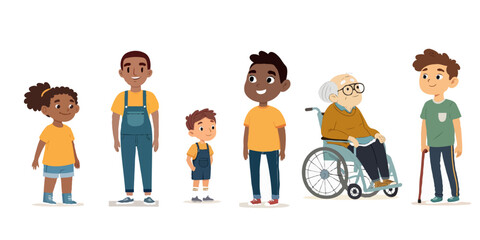 Multigenerational People in Cartoon Style