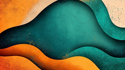 Obraz premium Abstract wavy shapes in warm and cool tones with a textured effect