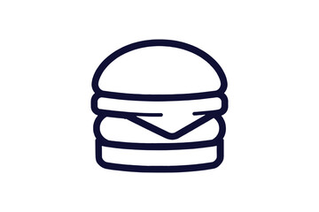 A minimalist burger line clip art silhouette vector illustration on a white background