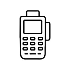Payment processing terminal icon in minimalist line art style  