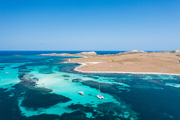 Aerial view from Asinara island, Stintino, Sassari, Sardinia, Italy