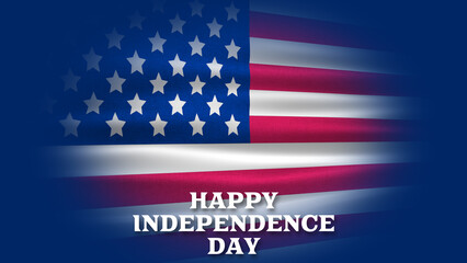 happy independence greetings on usa flag in dark blue colour frame. concept for national holiday celebration on 4th july in america.