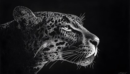 Detailed illustration of a leopard's profile.