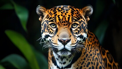 Close-up portrait of a jaguar.