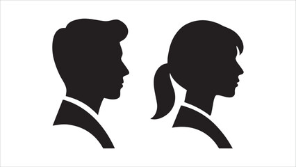 Male Female Silhouettes Profile Views Black White Gender Icons