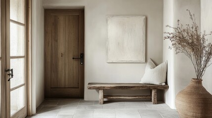 Fototapeta premium Serene and Minimalist Entryway with Natural Elements in Contemporary Design Aesthetic