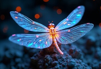 The bright blue glowing dragonfly