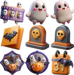 Adorable 3d rendered halloween icons collection