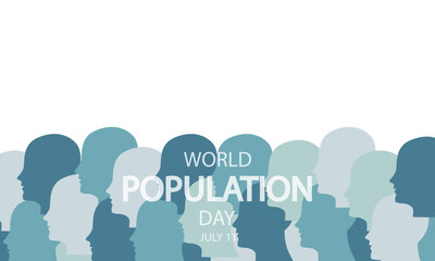 Population World Day people silhouettes banner, vector art illustration.