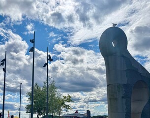 Modern structure under the blue cloudy sky in Oslo, Norway