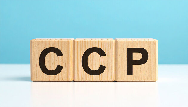 Wooden cubes with abbreviation CCP. Cloud Compliance Protocols. Medicine and healthcare.