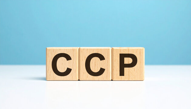 Wooden cubes with abbreviation CCP. Cloud Compliance Protocols. Medicine and healthcare.