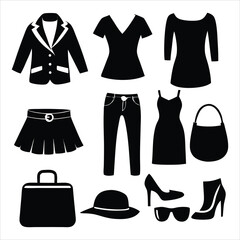 Elegant Lady Dress Silhouette &ndash; Fashionable Woman in Flowing Gown Vector, Female Figure Outline, Stylish Female Silhouette for Fashion Design, Wedding, or Beauty-Themed Graphics