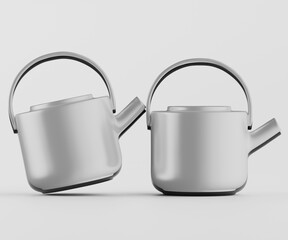 Two modern gray teapots minimalist design studio photography product display homeware clean background high quality image