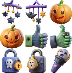 Adorable 3d halloween icons and baby mobiles