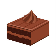 Vector illustration of a slice of rich chocolate cake with frosting on white background. Perfect for World Chocolate Day, dessert menus, kids products, bakery branding, packaging, and decoration