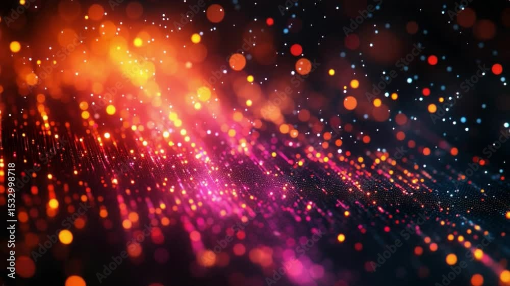 Poster cosmic sparkle: a captivating composition of dynamic lights. illustrating the ethereal dance of colo