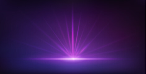 Abstract Purple Neon Background with Bright Ray Halo in Retro Wave Style. Vector clip art for your night party design.