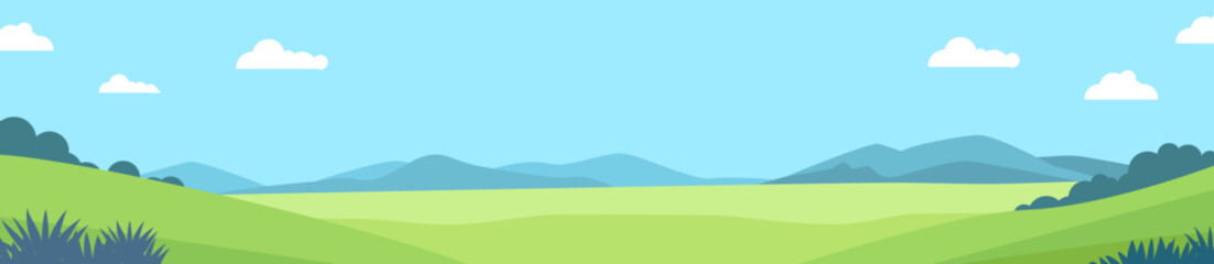 Obraz premium Peaceful Countryside Landscape with Rolling Hills and Blue Sky