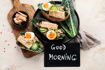 Homemade tuna sandwiches.