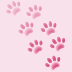 Elegant pink paw prints set against soft pastel pink background.