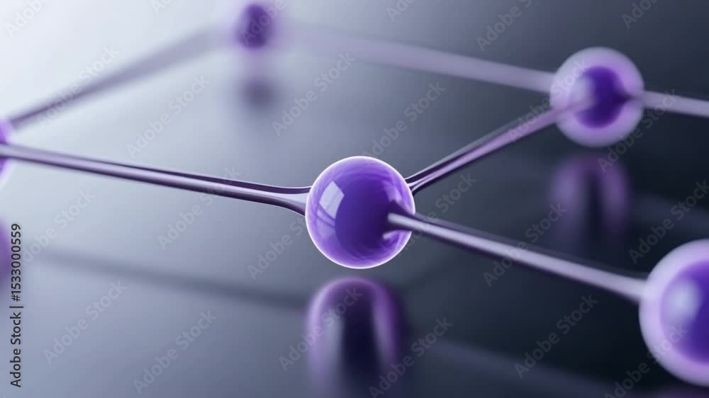 Fototapete molecular network: a captivating visual of interconnected molecular spheres, each glistening with an