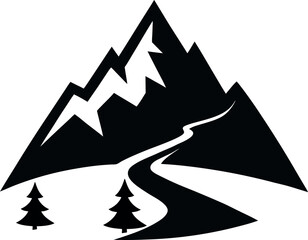 Mountain Trail Silhouette Icon On Transparent Background © shahadat