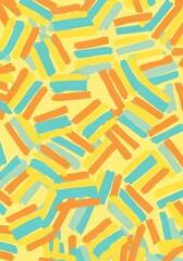 Abstract Yellow Background with Colorful Strokes - Vibrant abstract pattern featuring yellow background and overlapping strokes of orange, teal and yellow. Perfect for modern designs