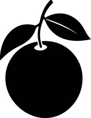 Calamondin Fruit with Leaf Silhouette Icon On Transparent Background