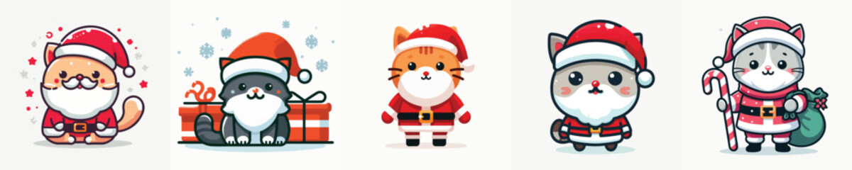 vector of a santa claus cat