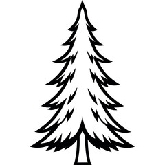 Fototapeta premium Black and White Vector Spruce Tree Silhouette