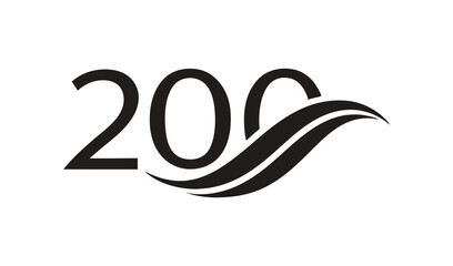 Two hundred number logo with wave design