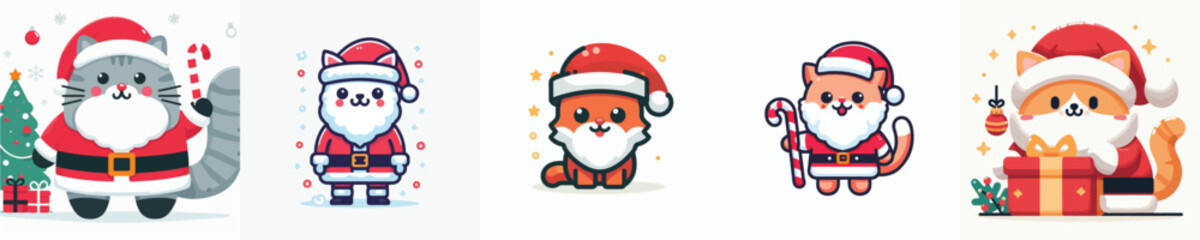 vector of a santa claus cat