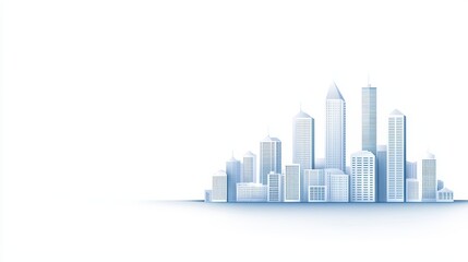 Obraz premium Modern Urban Skyline with Minimalist Design and Soft Blue Gradient Background for Creative Projects and Presentations