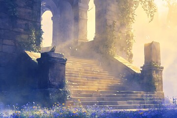 Whispers of Ancient Ruins: Sunlit Steps to the Past