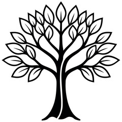 Black Line Art Tree of Life Detailed Leaves Thick Trunk 1