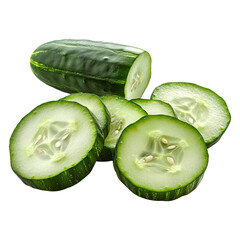 Sliced cucumber isolated on transparent background