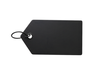 Minimalist white and orange price tag label with string, isolated on a transparent background—perfect for branding, apparel, or retail use mockups.