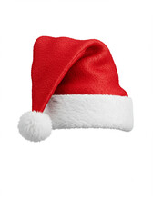 Red santa claus hat isolated on white background