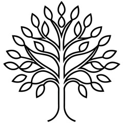 Obraz premium Symmetrical Black Line Art Tree of Life Design symmetry