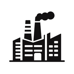 Obraz premium Industrial factory silhouette with smokestacks and tall buildings 