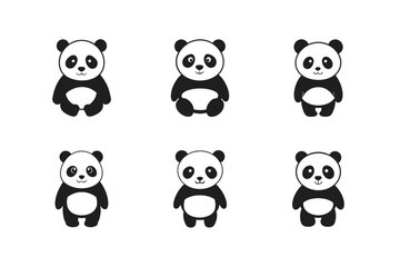 kawaii style panda vector silhouette