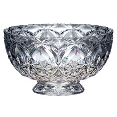 Luxury crystal bowl, intricate design, perfect for serving or home decor - Isolated on a white background.