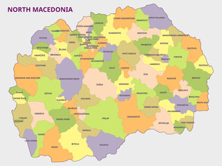 Political Map of North Macedonia Regions and Municipalities