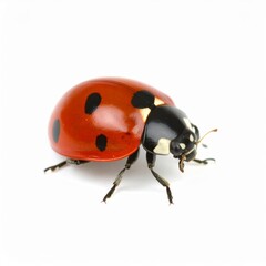 Ladybug over white background, no shadow