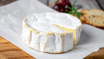 Brie - A soft, creamy cheese with a white, bloomy rind, originating from France. It has a mild, buttery flavor.