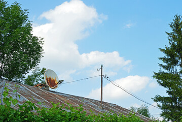 Rusted satellite television antenna