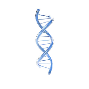 Blue DNA Double Helix Model on Transparent Background