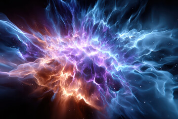 Bright swirling colors create cosmic explosion with vibrant shades of blue and orange